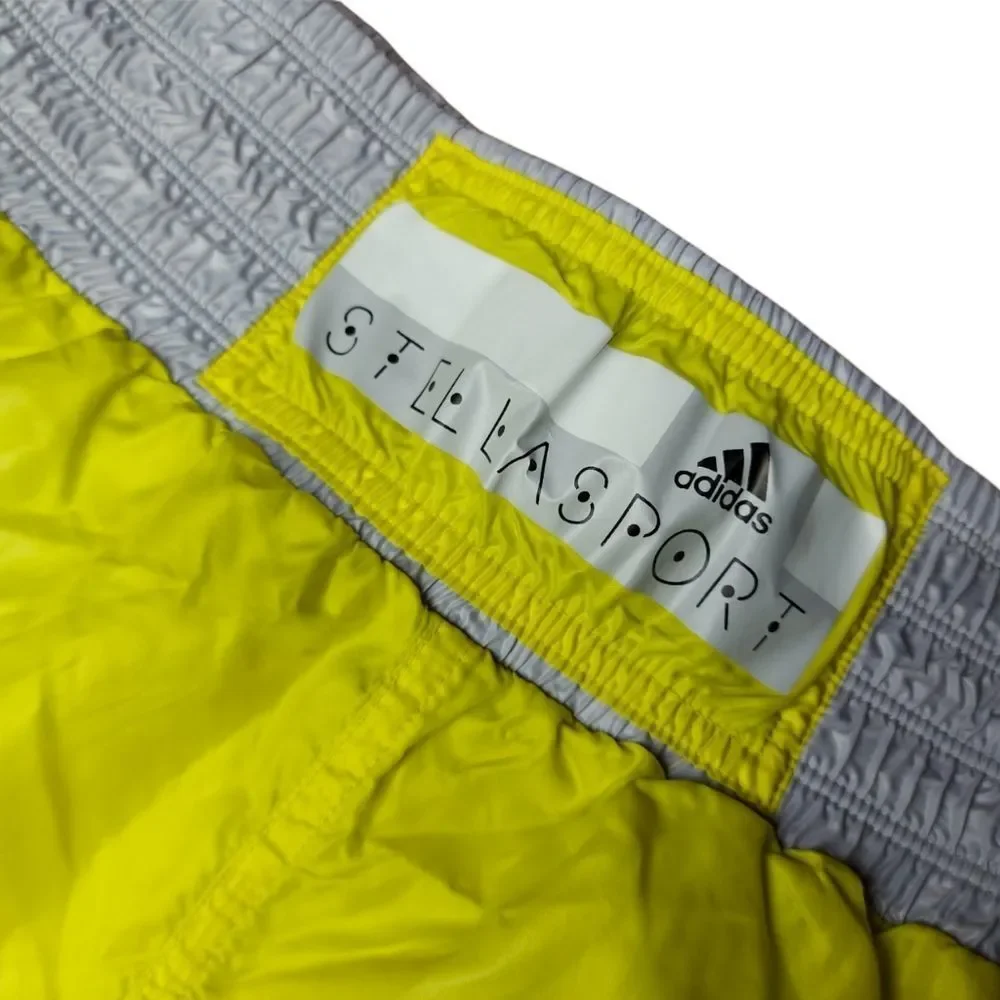 Adidas by Stella McCartney Rare Neon Yellow Grey Athletic Short Shorts Festival - Picture 6 of 6